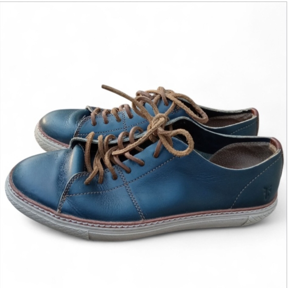 Frye Walker Low Top Navy Leather Sneakers Men Shoes Size 9 - Picture 3 of 8